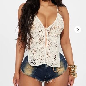 FashionNova VIP Wristband Crochet Halter Top